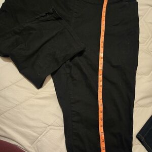 Catherines Black Essential Flat Front Pants Elastic Waist Ankle Detail